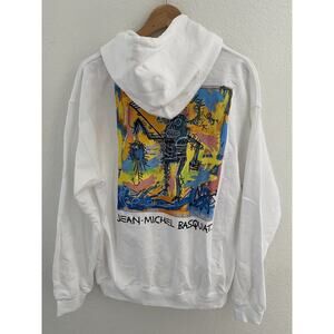 Jean Michel Bascuiat Long Sleeve Pullover Hoodie Sz M White